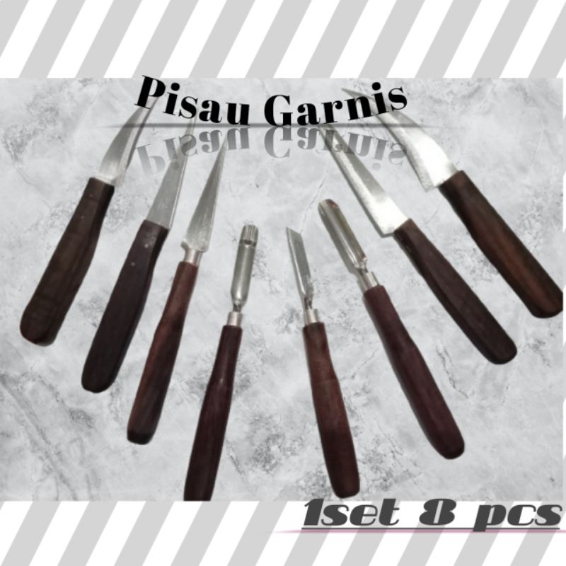 pisau garnish/pisau ukir buah/pisau sayur 1set 8pcs