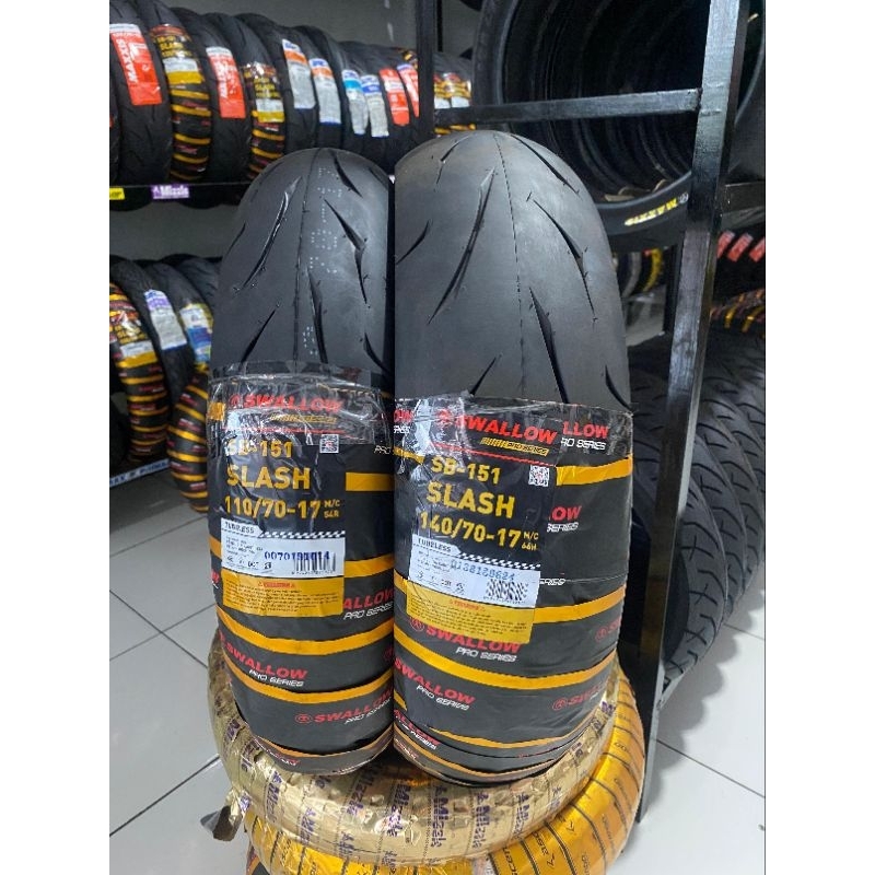 SEPASANG BAN TUBLESS SWALLOW SLASH 140/70-17 110/70-17 SOFTCOMPOUND DONAT