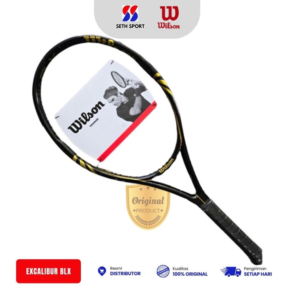 Raket Tenis Wilson Excalibur BLX Original - Black/Gold