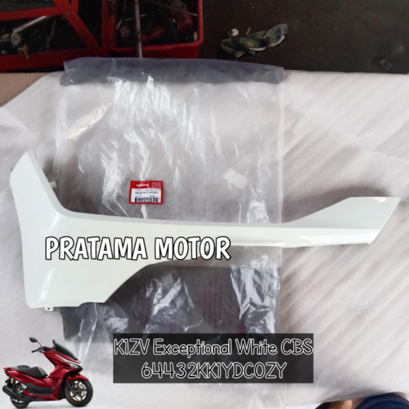 Cover Lantai bawah kiri PCX 2025 160 Putih Mengkilap TERBARU. dek cover bawah floor kiri pcx 2025 Pu
