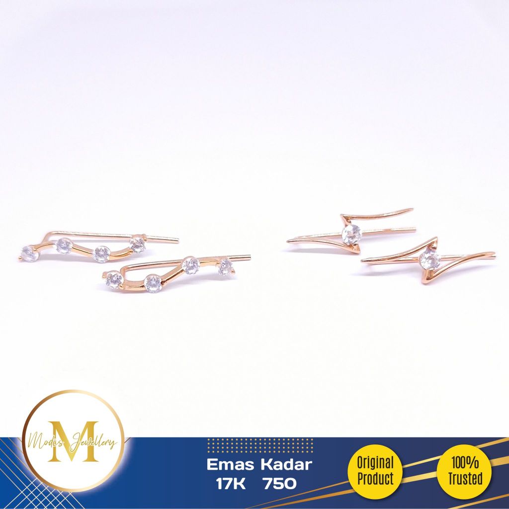 MODIS JEWELLERY - Anting Peniti Motif Rosegold - Emas 17k  750