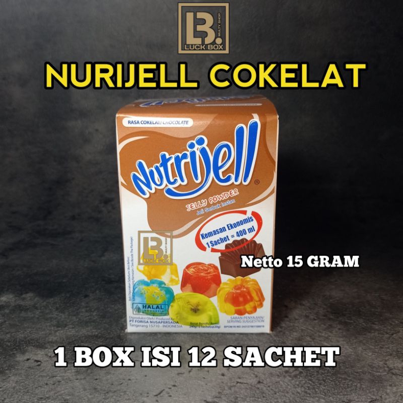 

Nutrijel Cokelat 1 box isi 12 sachet @15 gram