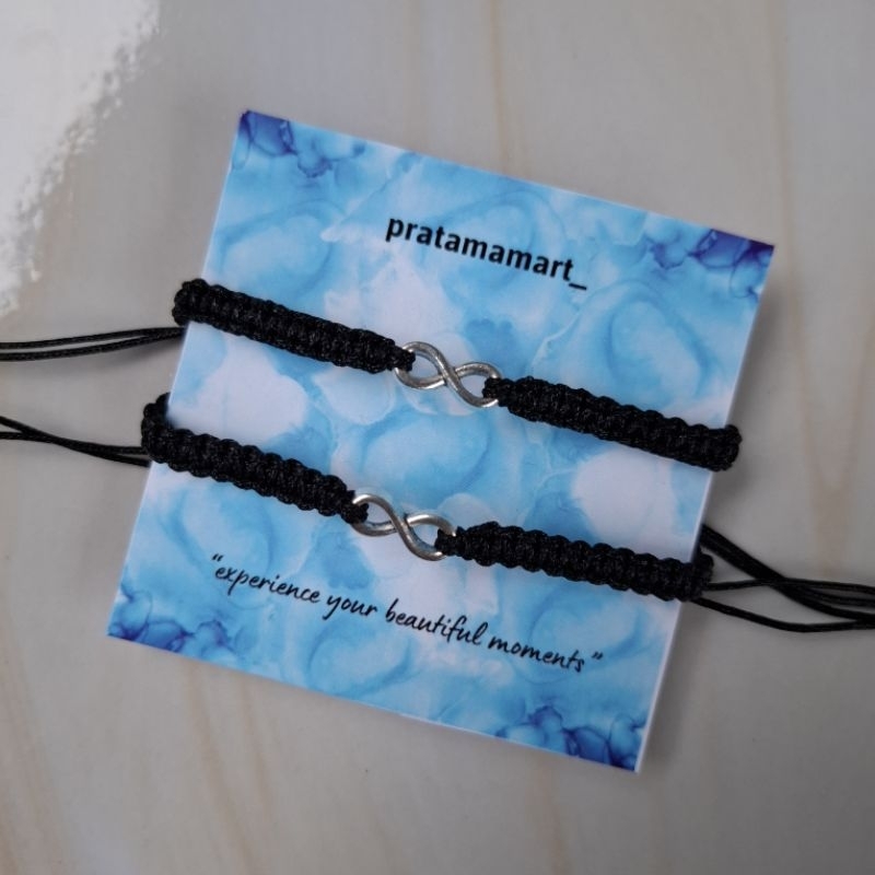 gelang pasangan tali giok warna hitam model anyam harga terjangkau model terbaru pria wanita kombina