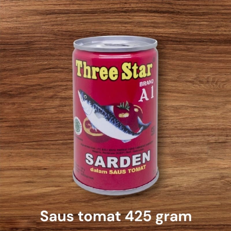 

sarden three star saus tomat 425 gram