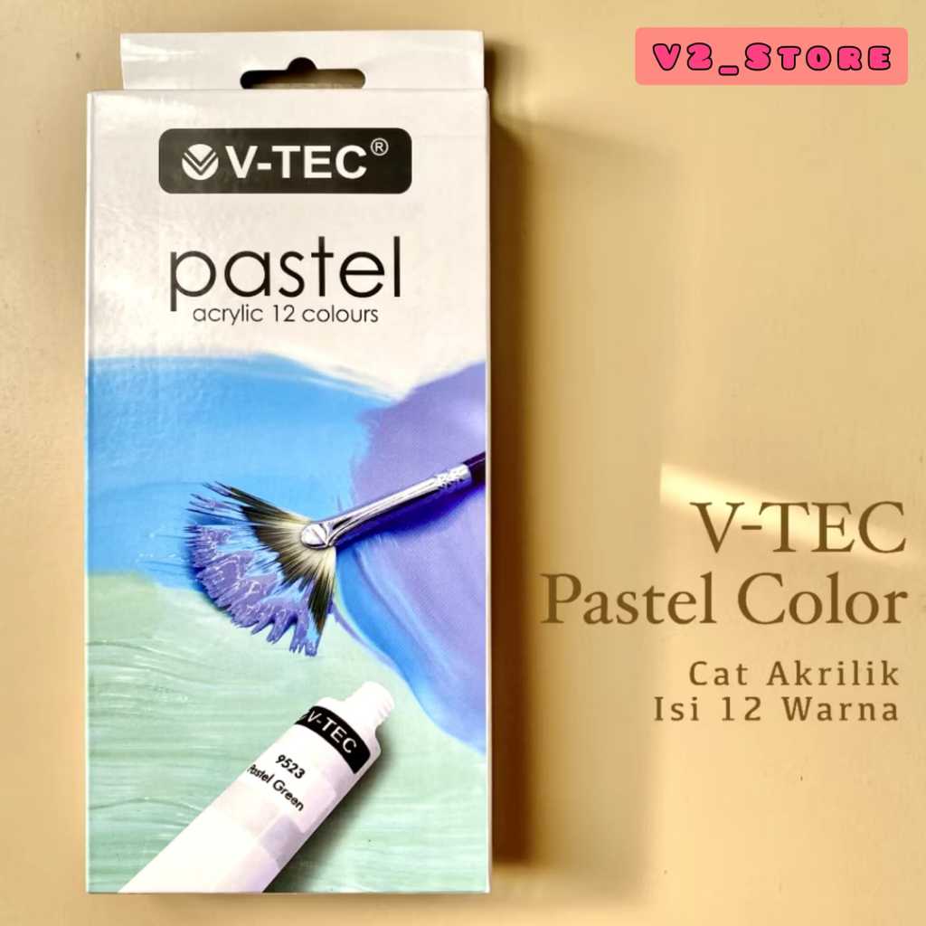 

V2_V-TEC Pastel Acrylic Color - Cat Akrilik Warna Pastel - Cat Lukis Bagus Warna Lembut - Melukis di Canvas - Peralatan Melukis