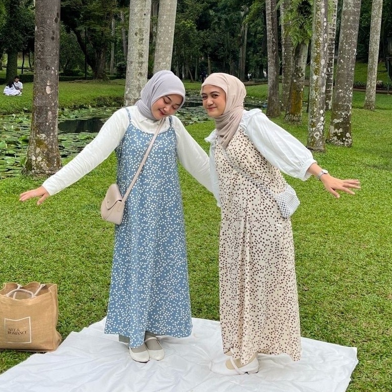 Ready OVERALL DRESS MOTIF  OVERALL DRESS MOTIF FLORAL OVERSIZE KOREAN STYLE  ATASAN WANITA OVERAL DR