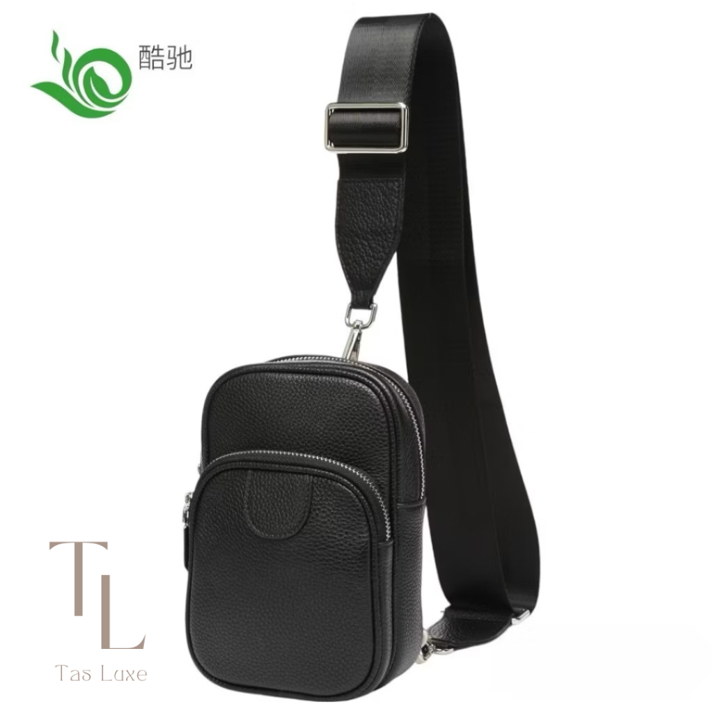 Tas slempang pria mini kulit sapi asli import / tas pria