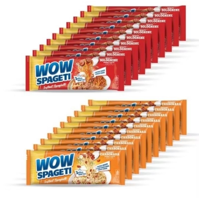 

40 PCS WOW SPAGETI MAKANAN SIAP SAJI DENGAN 2 VARIAN RASA