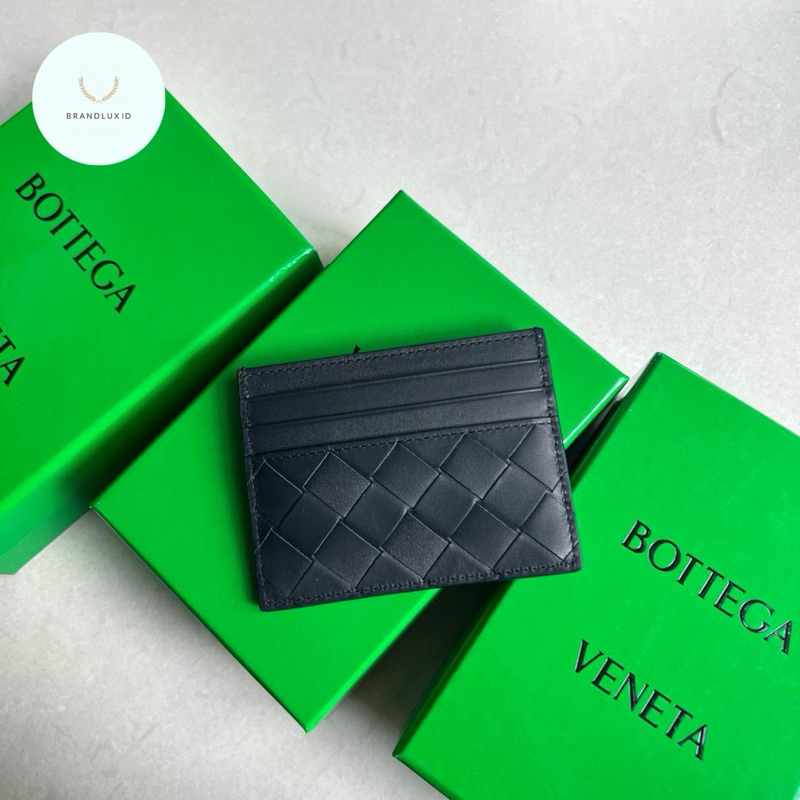 Bottega veneta intrecciato cardholder in navy blue 6cc+slot