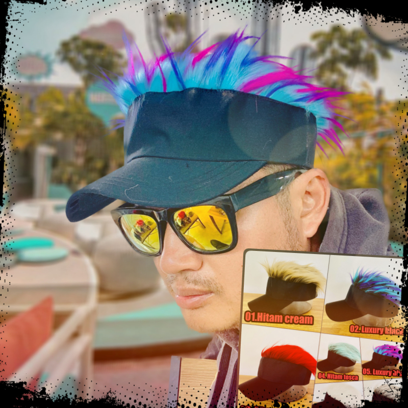 Topi Golf Rambut Palsu Pria / Wig Pria Model Topi