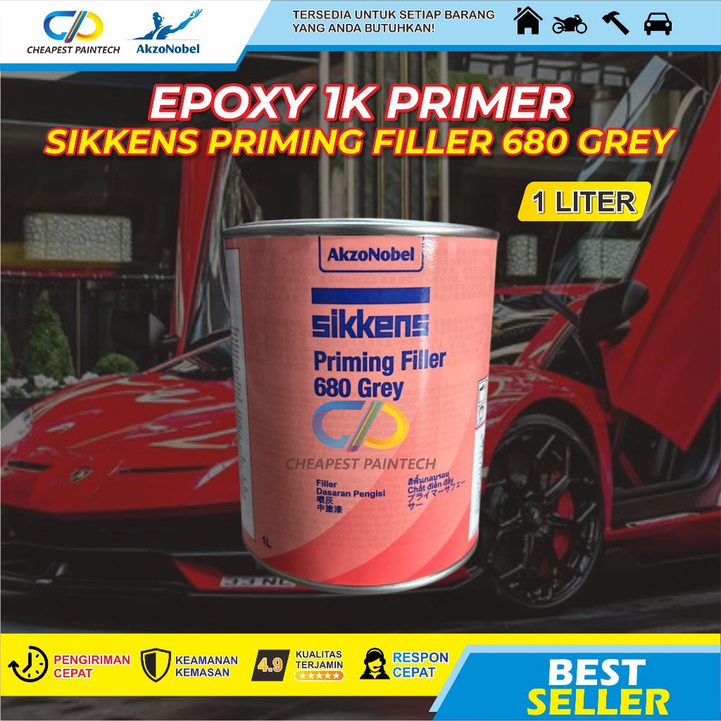 SIKKENS EPOXY 1 K PRIMER PRIMING FILLER 680 GREY 1 LITER