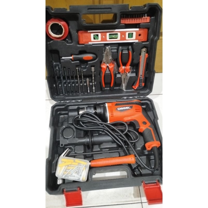 BT817 PAKET MESIN BOR LISTRIK  IMPACT DRILL SET 13MM OSSEL BT 817