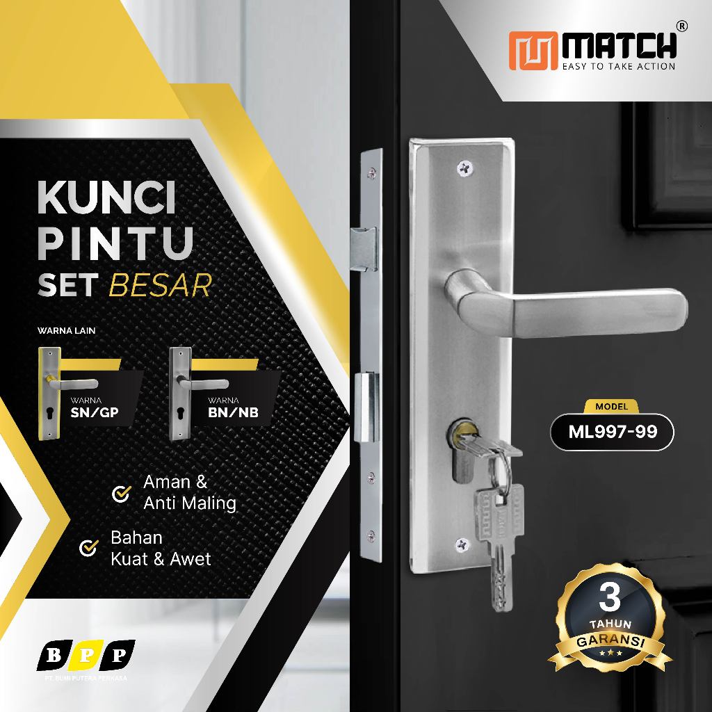 Kunci Pintu Rumah Modern Classic Besar 25cm Komp Keys Silinder Kunci Kuningan Fullset ML99 MATCH