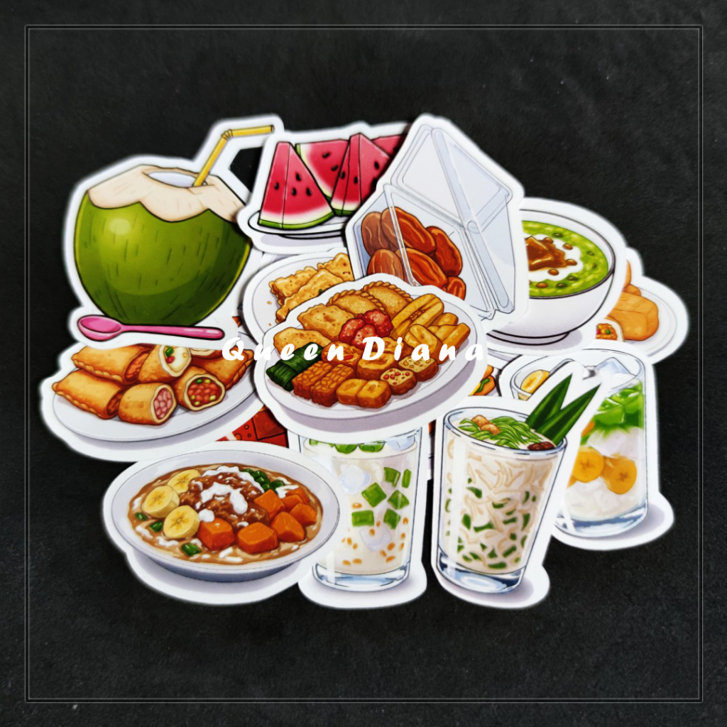

stiker ramadan gambar aneka takjil stiker kertas gambar kuliner ramadhan unik isi 15 pcs