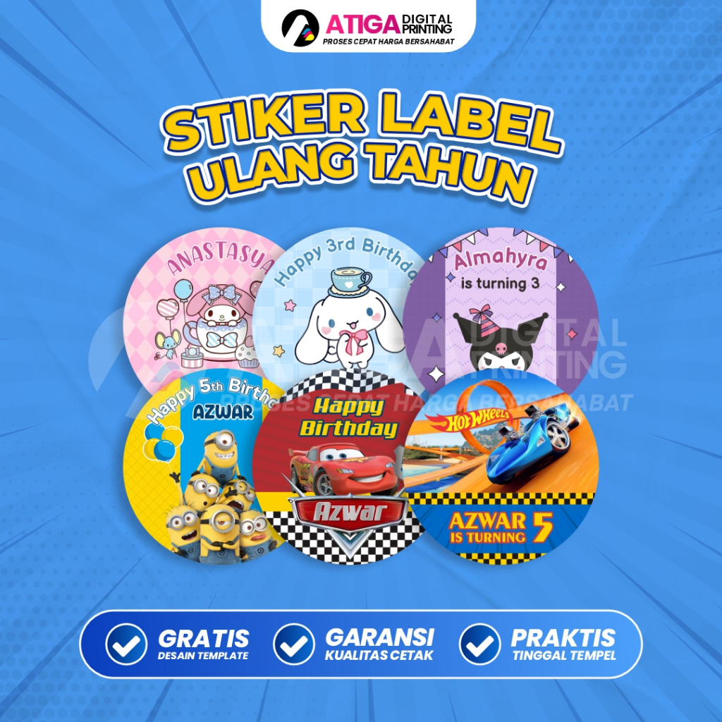 

Stiker Ulang Tahun Anak - Stiker Birthday Custom - Sticker Ultah anak custom 1pak 50pcs+