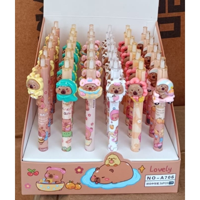 

4ds! Pensil Mekanik Boneka Timbul Capybara 1Box 36pcs Pensil Cetek