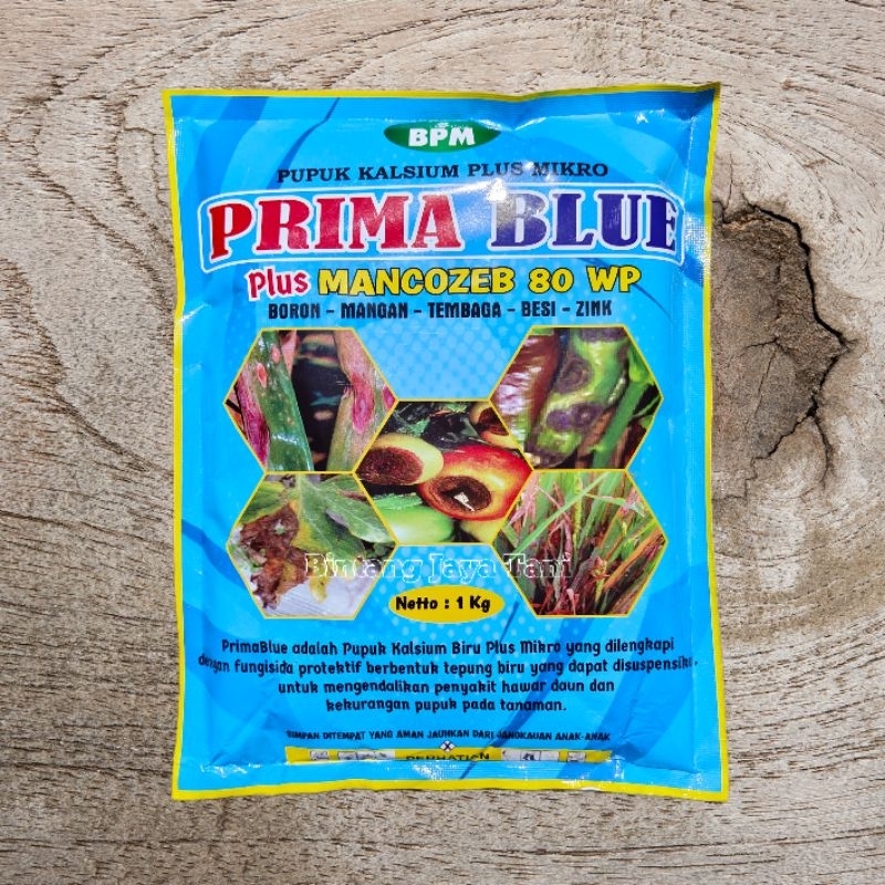 PRIMA BLUE 1KG PLUS MANKOZEB 80 WP/ PUPUK KALSIUM PLUS MIKRO/ Dilengkapi Fungisida Protektif Berbent