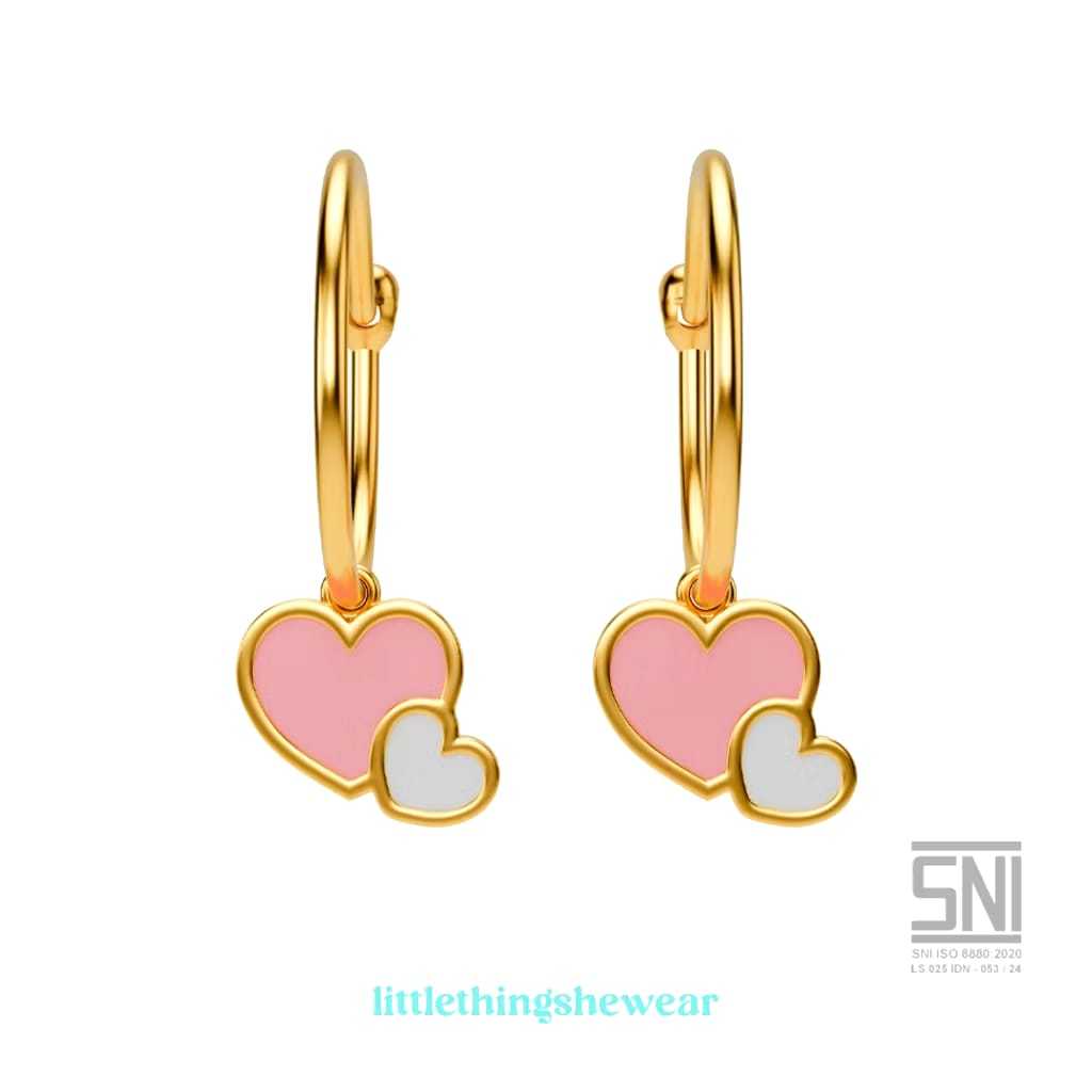 LITTLETHINGSHEWEAR - Anting Emas Anak Carys - Anting Loop Hoop Anting Bulat