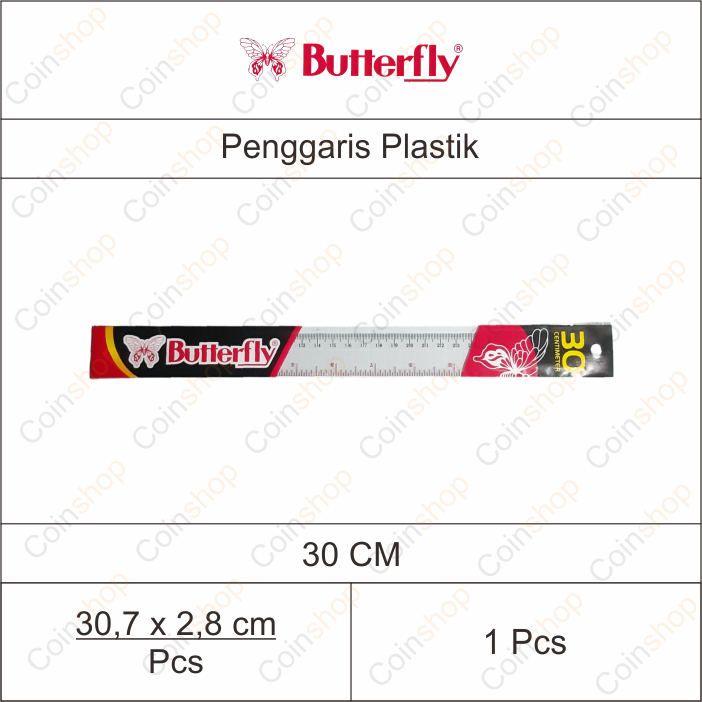 

Butterfly Glass Ruler Penggaris Plastik 30 cm Per Pcs