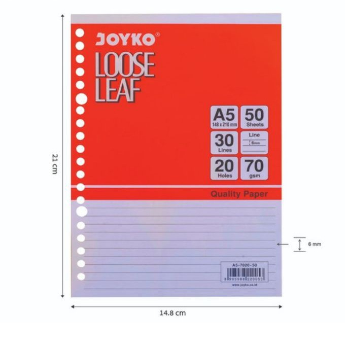 

Loose Leaf Joyko /Isi Binder Kertas Binder Bergaris A5 50/100 Sheets B5 50/100 Sheets