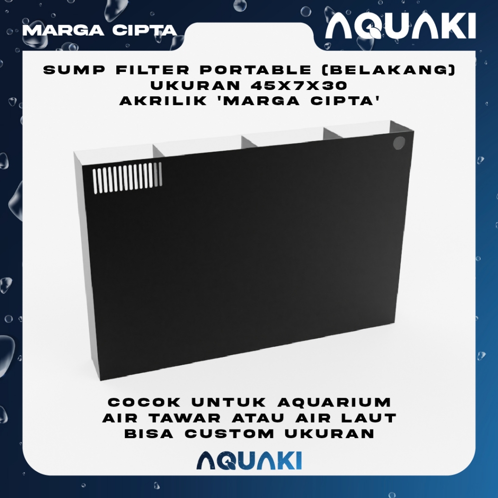 SUMP FILTER PORTABLE AQUARIUM AQUASCAPE - VIVARIA 45CM BELAKANG