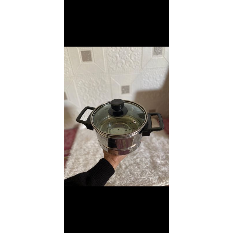 panci kukus nasi serbaguna tutup kaca