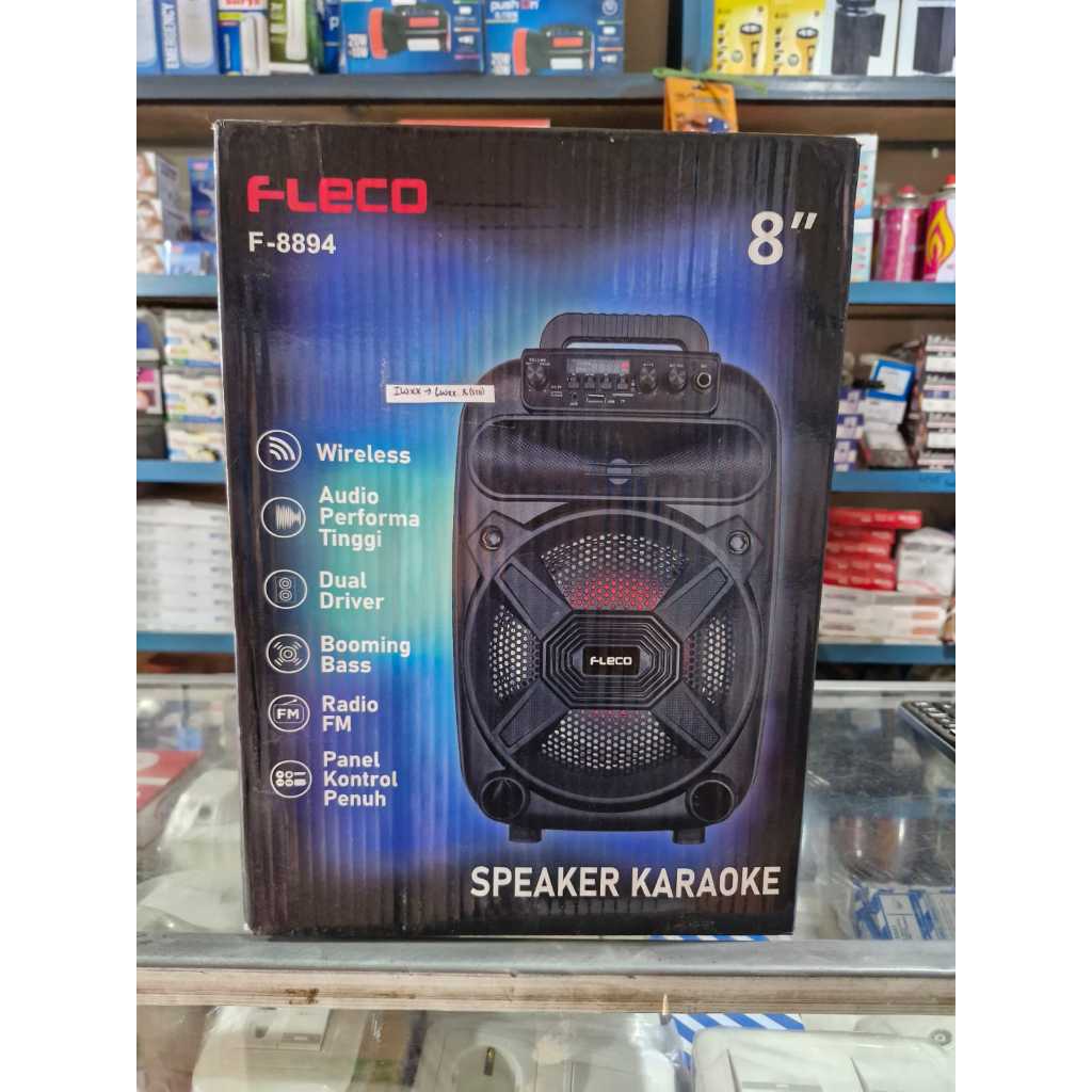 Fleco Speaker Aktif 8inch  F-8894 / Speaker Fleco 8inch Mic Wireless / Speaker Karaoke Keluarga