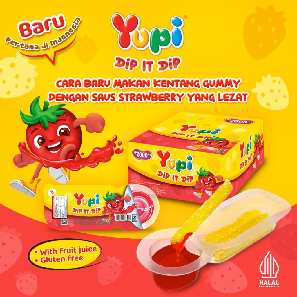 

Yupi Dip It DIp Permen Jeli French Fries Saus Stroberi PACK (isi 12 pcs)