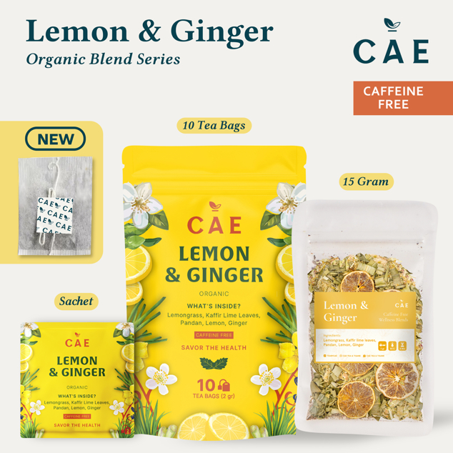 

LEMON & GINGER | Herbal Tea Blend Lemongrass Kaffir Lime Pandan Lemon Jahe Premium 15 Gram
