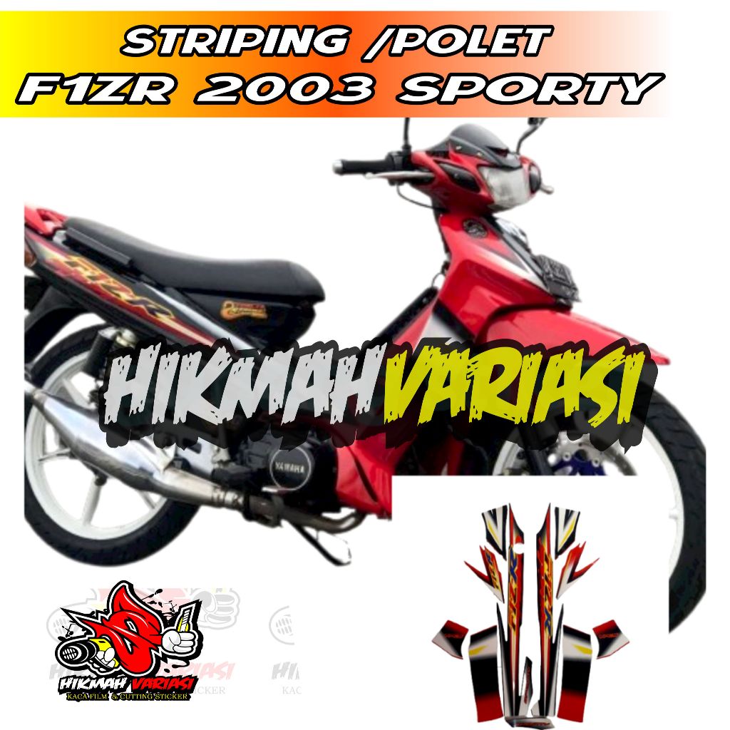 stiker striping motor f1zr 2003 sporty hitam-merah