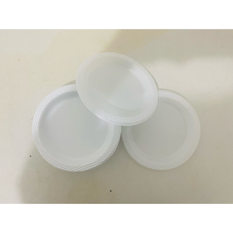 P6 Isi 50pcs Piring Plastik Kecil Putih susu / Piring Plastik