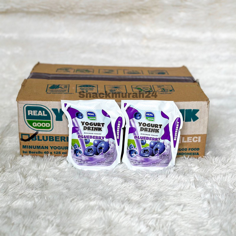 

Real Good YOGHURT POUCH 125ml 1 dus isi 40 PCS - Susu Yoghurt Real Good Halal STROBERI BLUEBERRY LYCHEE