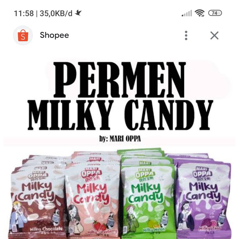 

Permen Milky Candy Mari Oppa Renceng isi 10 Pcs