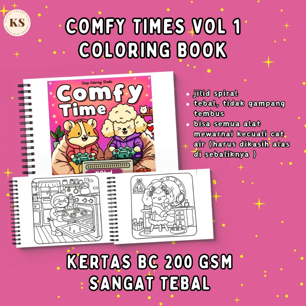 

COMFY TIME VOL 1 Coloring Book Easy and Simple Designs for Relaxation Cozy Buku Mewarnai Remaja Dewasa