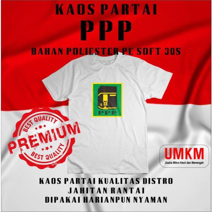 Kaos Partai PPP Bahan Polyester PE Soft