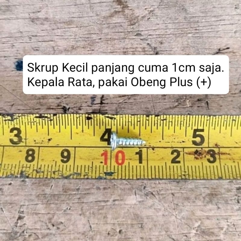 Skrup Sekrup putih kecil mini 1 cm kepala rata obeng plus + paku ulir putar