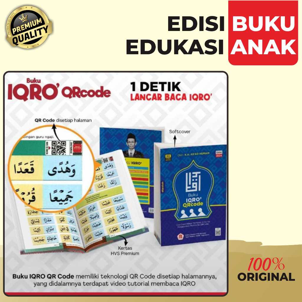 iqro besar iqro qr code ( iqro 1 sampai 6 ) iqro berwarna full color