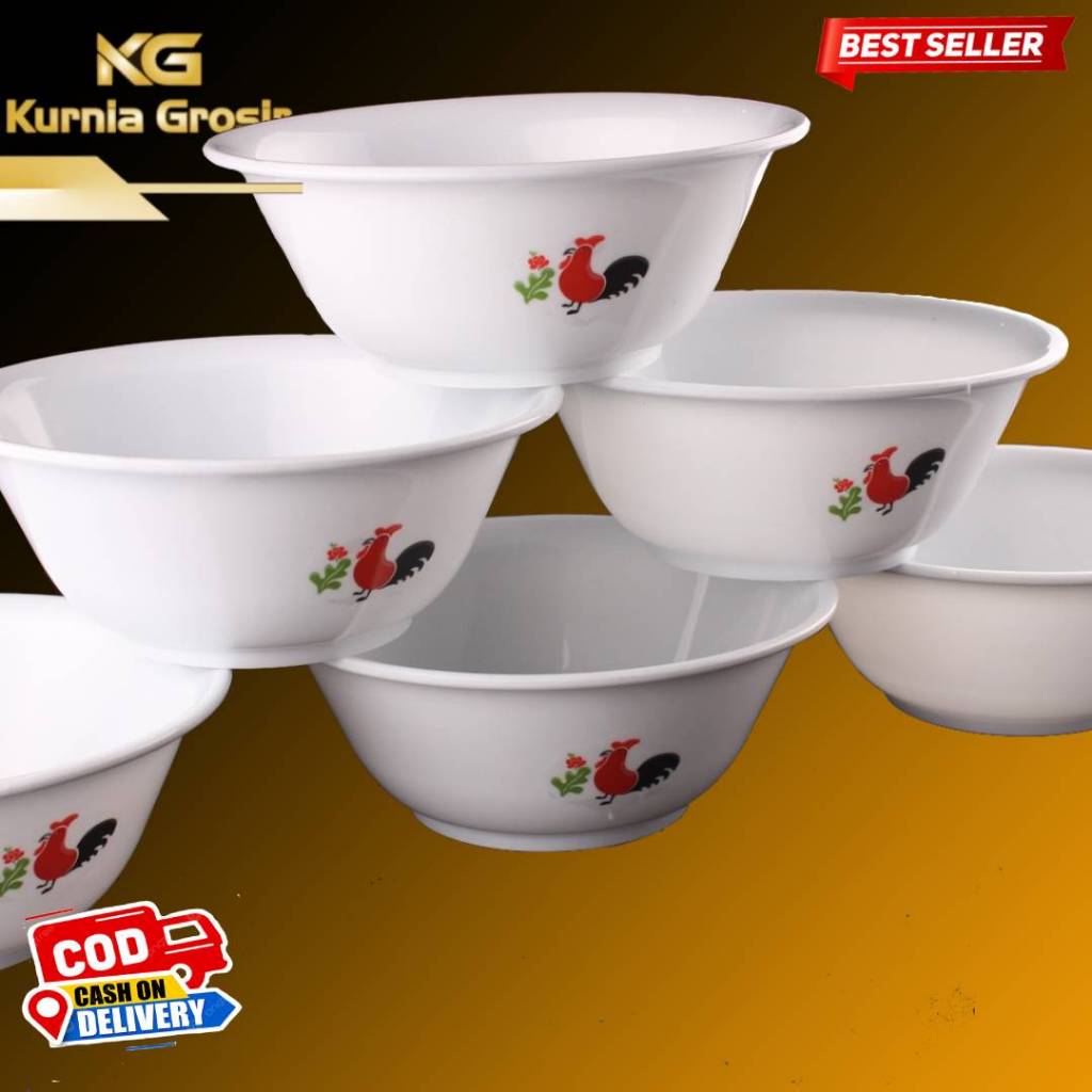 Mangkok Mangkuk Piring Plastik Ayam Jago 1 Lusin