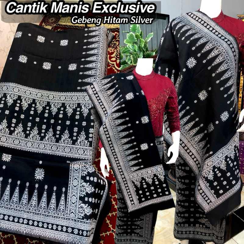 Songket Cantik Manis Exclusive Gebeng Hitam Silver /songket tenun asli palembang /ilham songket pale
