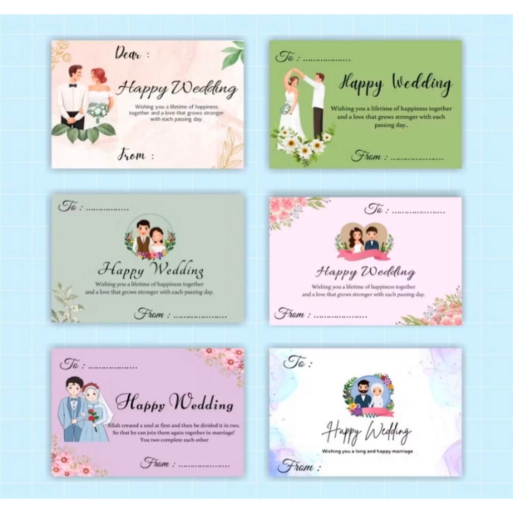 Greeting Card  Happy WEDDING - Gift Card - Kartu Ucapan Wedding - Aesthetic - Kartu Ucapan
