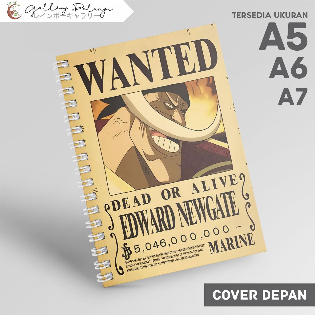 

Notebook Spiral A5 A6 A7 Japan Anime One Piece shirohige bounty shirohige Bounty