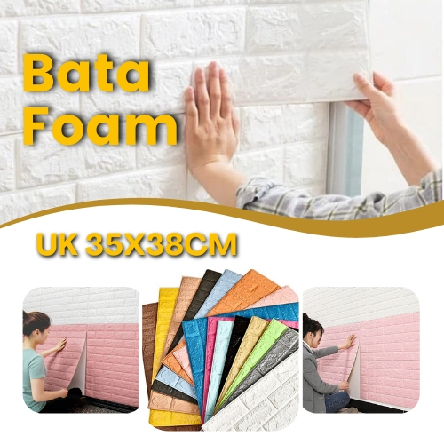 Wallpaper Foam Bata 3 Dimensi Waterproof Tebal 3mm White Brick Setiker Dekorasi Tembok Timbul Modern