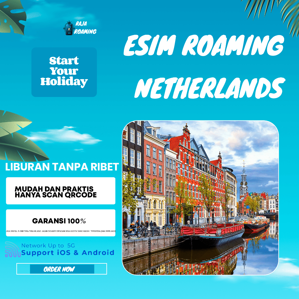 Paket Data Internet Roaming Netherlands Belanda | eSIM Roaming Travel Netherlands Belanda