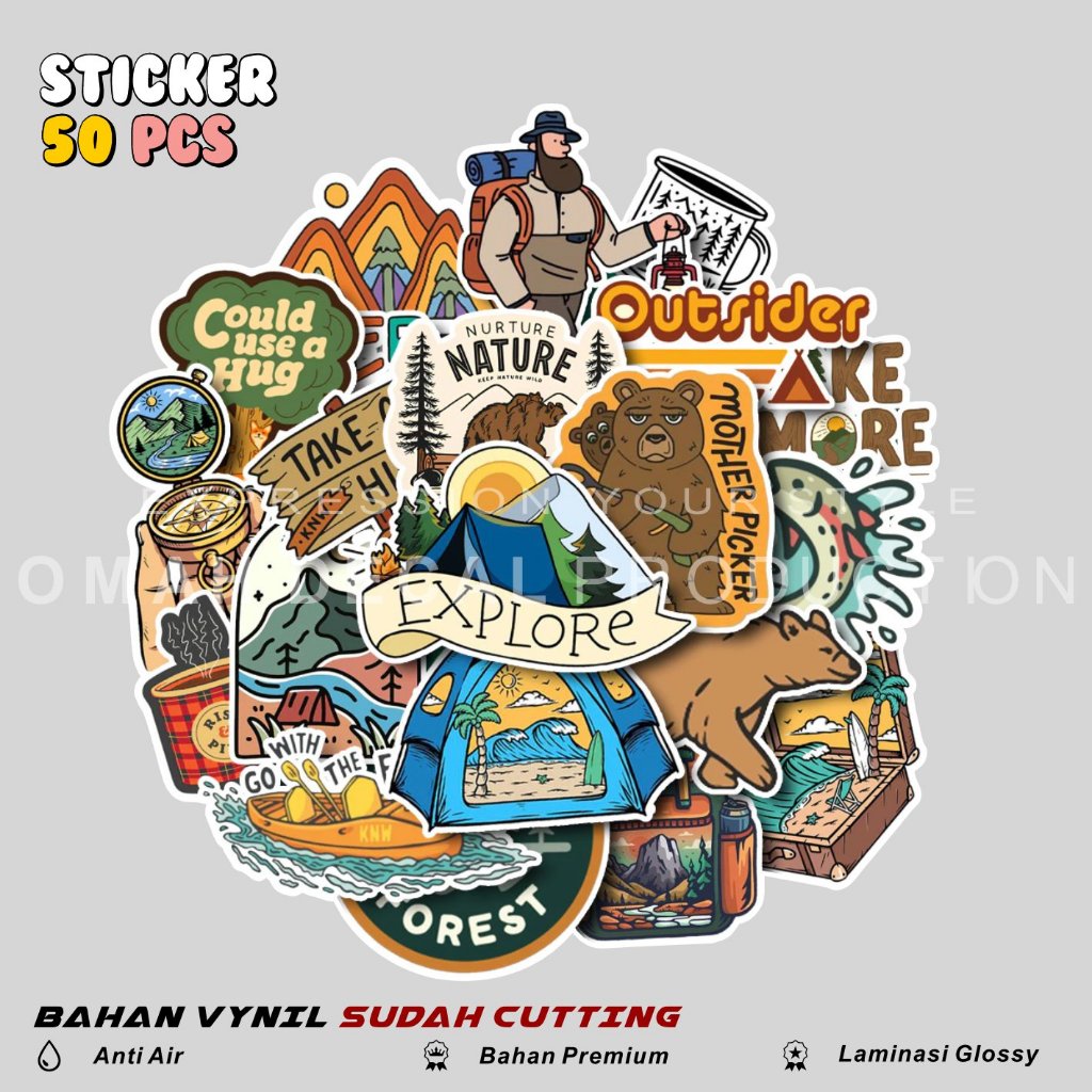 

STICKER PACK CAMPING STICKER HIKING WATERPROOF STIKER AESTHETIC UNTUK LAPTOP CASE HP HELM STICKER