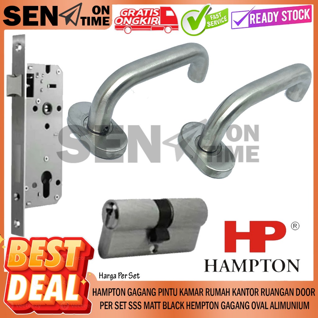 Tarikan Pintu Rumah Gagang Handleset Hampton Lhtr  Matt Black Hitam Handel Set Hendle Handelset Kunc