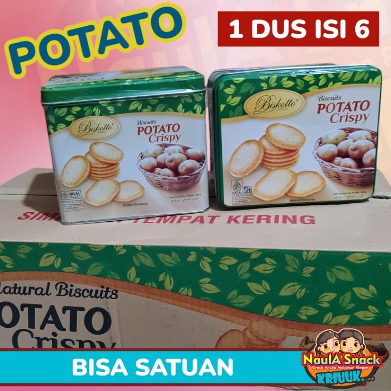 

Potato Crispy biskuit Kentang 1 dus isi 6 Kaleng