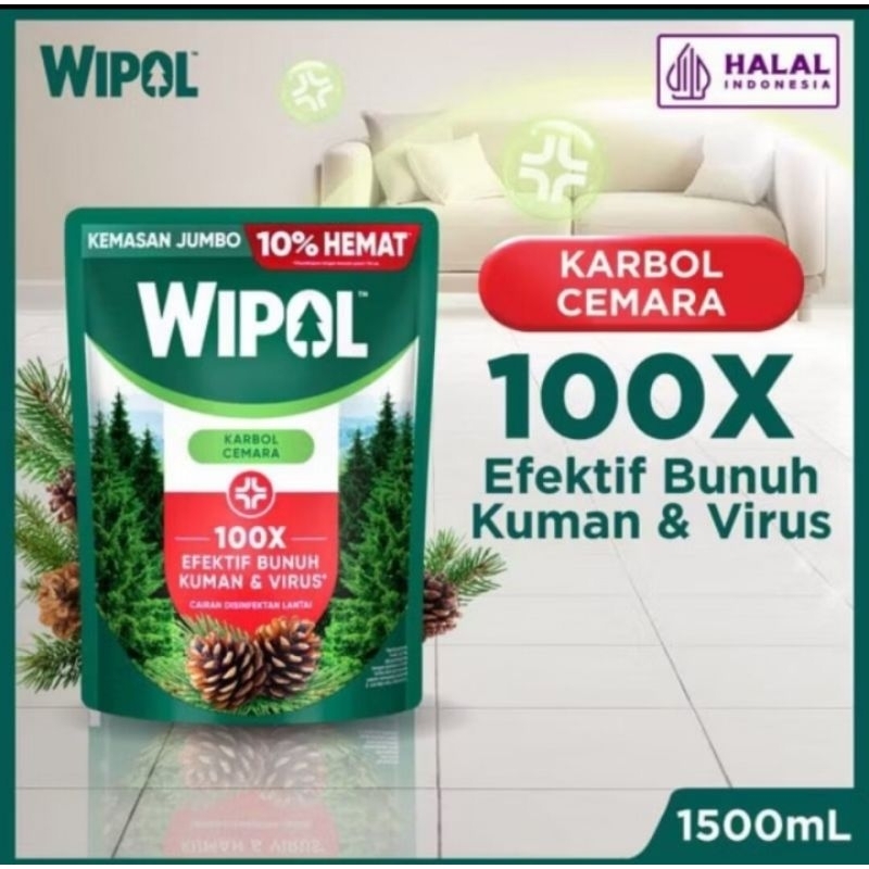 Wipol Karbol Reffil 1500ml - Wipol Karbol Cemara 1.5 Liter