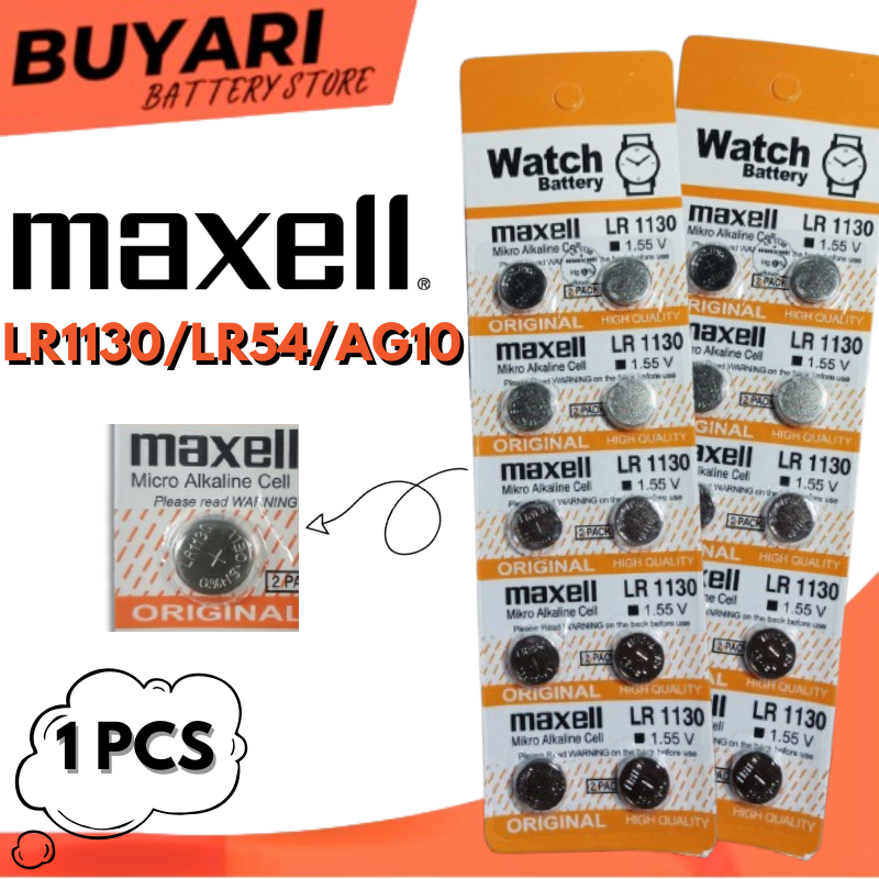 Baterai KALKULATOR LR1130 Maxell Batre Jam Tangan LR 1130 AG10 Calculator Battery - 1 PCS