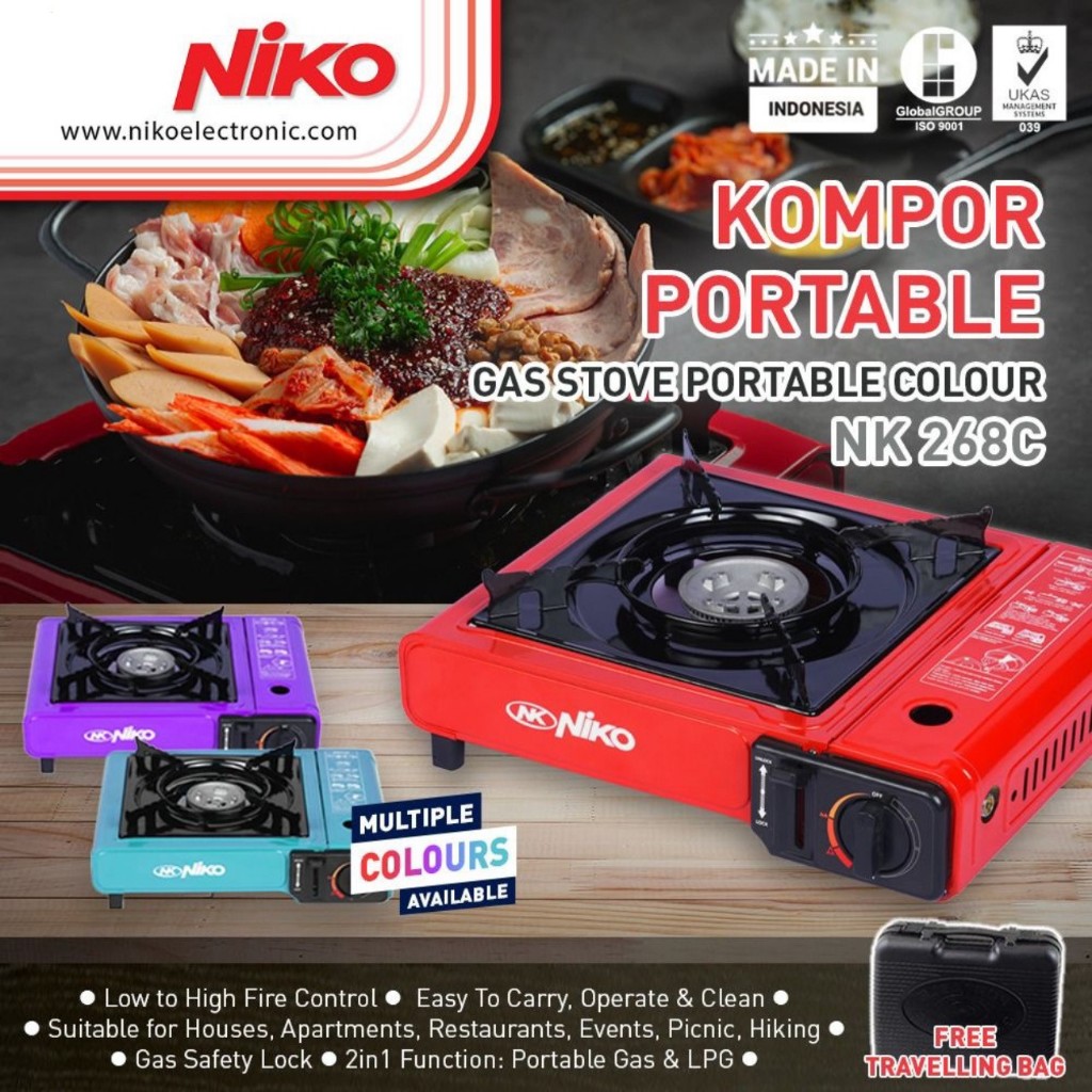 Kompor Portabel Piknik Gas Kaleng dan Elpiji Niko NK 268