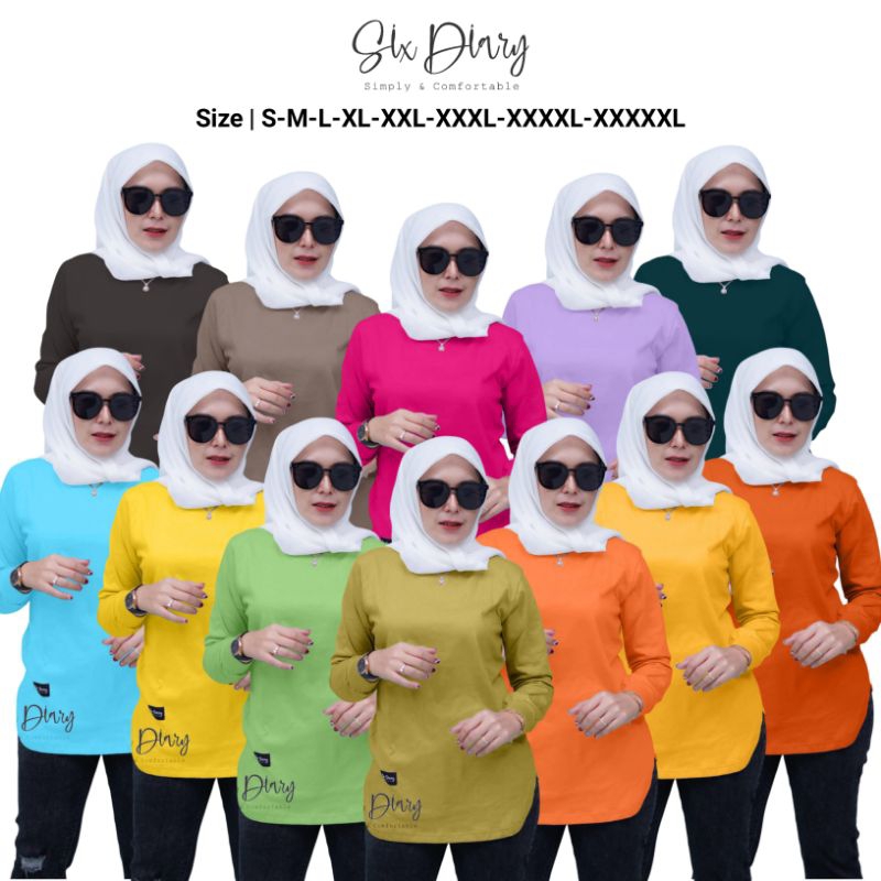 Six Diary Atasan Wanita Kaos Oval Viral | Kaos polos Wanita size kecil S sampai Jumbo 5XL